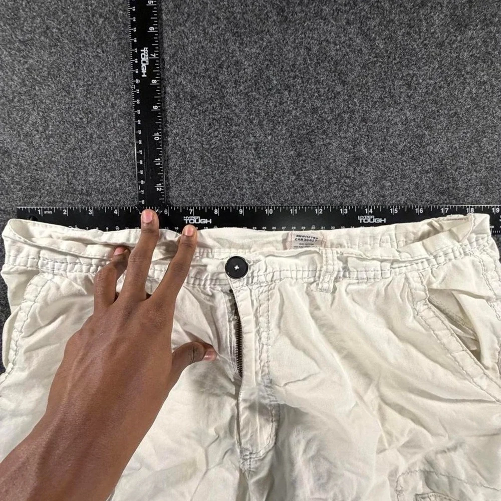 True Religion Mens White Cargo Shorts Size 38 Y2K Streetwear Designer Denim